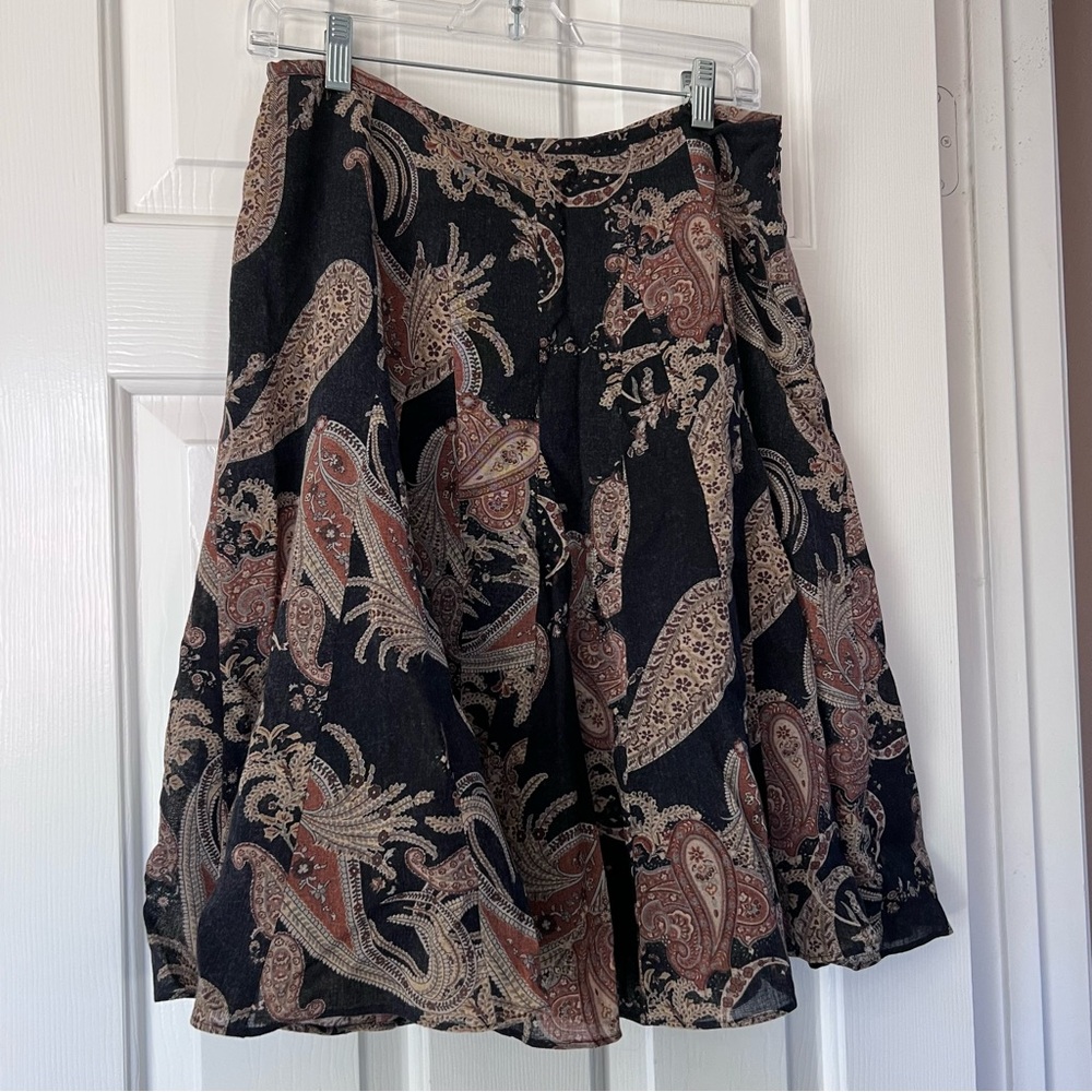 Paisley Print Black and Brown Skirt
